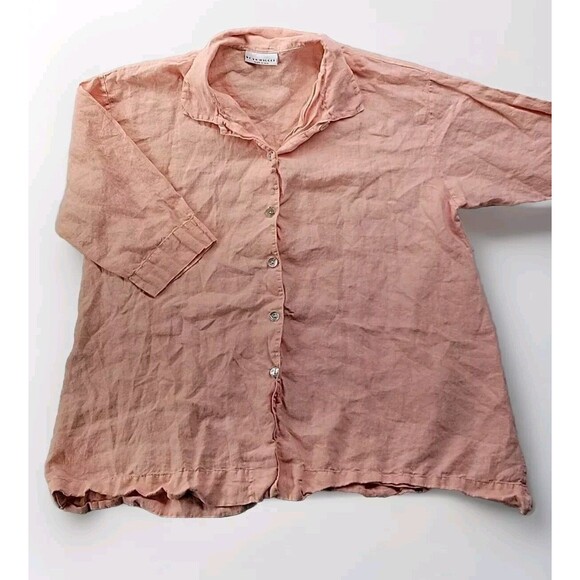 Bryn Walker Tops - Bryn Walker Women's S Oversized Orange Sherbet Linen Button Down Shirt USA Made